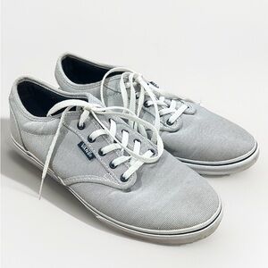 Vans off The Wall Women's Size 8.5 Gray White Pin Stripes Shoes Low Top